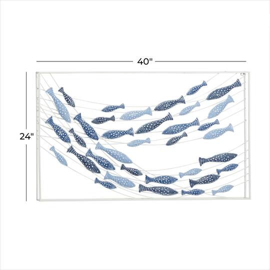 Blue Metal Coastal Wall Decor 24" x 40" x 2"